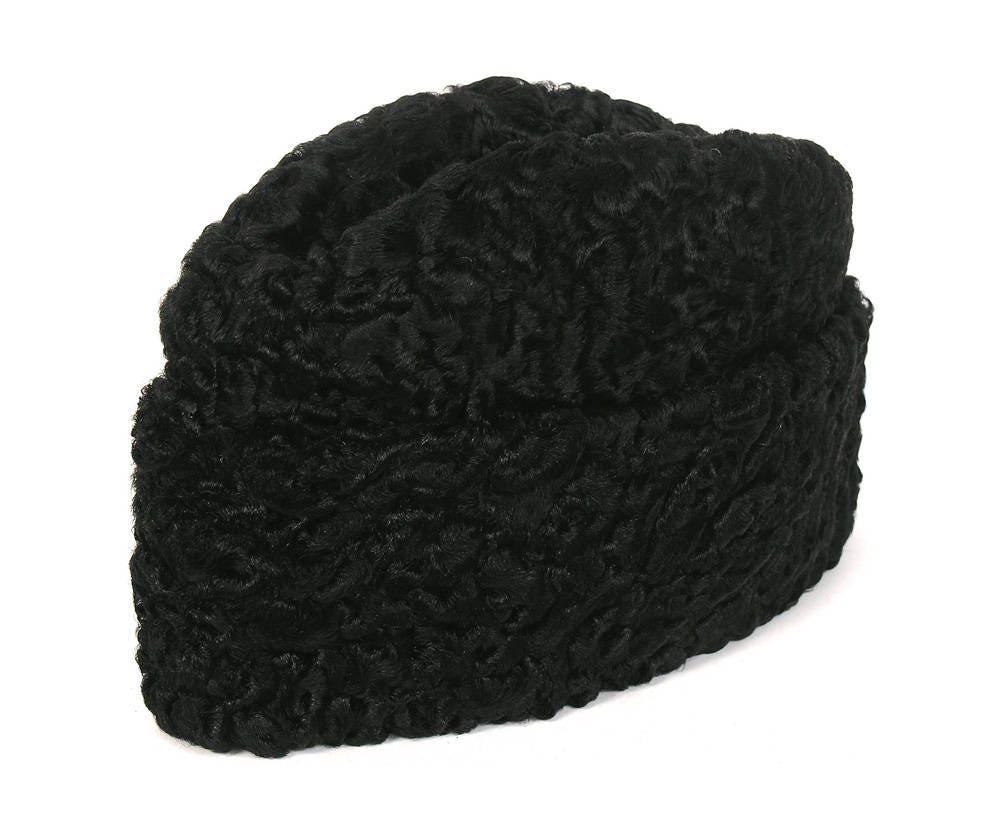 Persian Lamb fedora hat Vintage Curly Persian Lamb Wool Hat: 1930s-40s Black Felt  main image 4