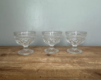 Set of 3 vintage Anchor Hocking Wexford sherbet or champagne goblets