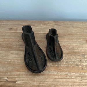Set of 2 antique cast iron shoe molds- size #2 and #1 for cobblers