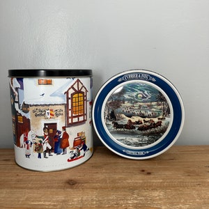 Set of 2 vintage christmas tins