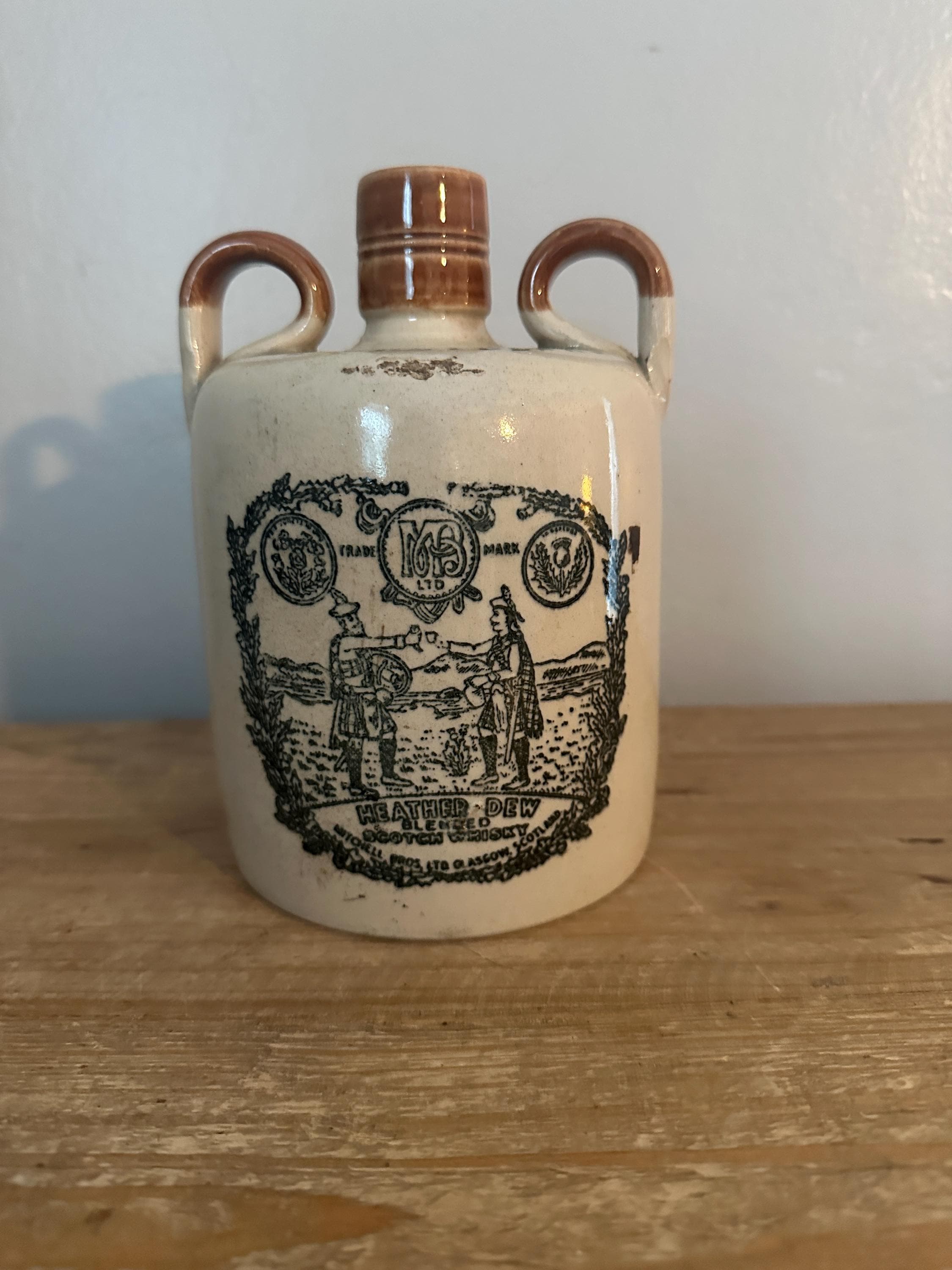 Vintage the Greybeard Heather Dew Scotch Whiskey Double Handled