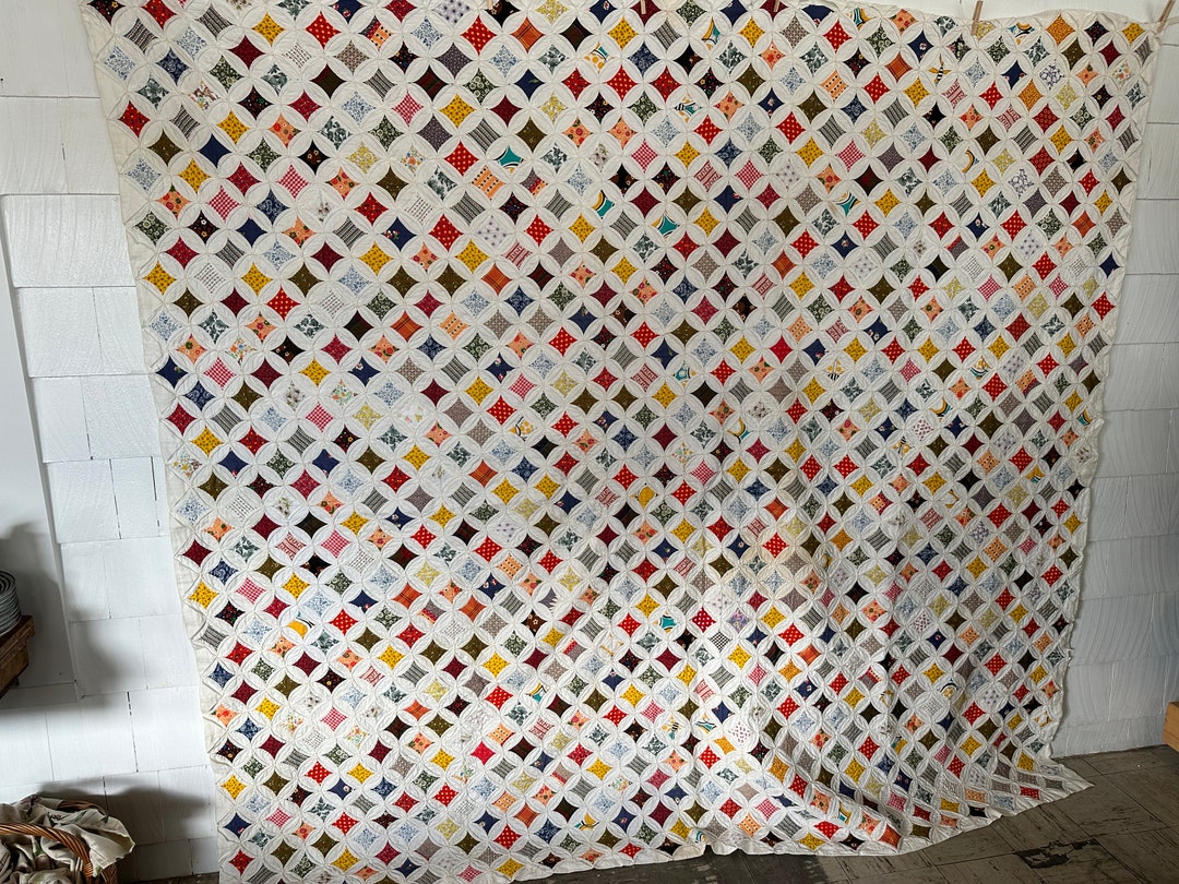 Vintage Hand Sewn Cathedral Window Quilt Etsy