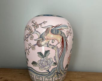 Vintage rosa Macau Japanische große Vase (Deckel fehlt)