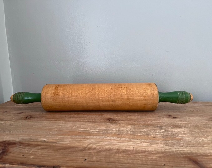 Vintage Green Handled Munising Rolling Pin Etsy