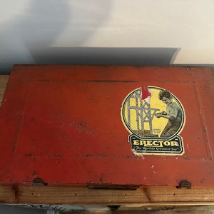 Vintage Erector set in metal case-- not complete