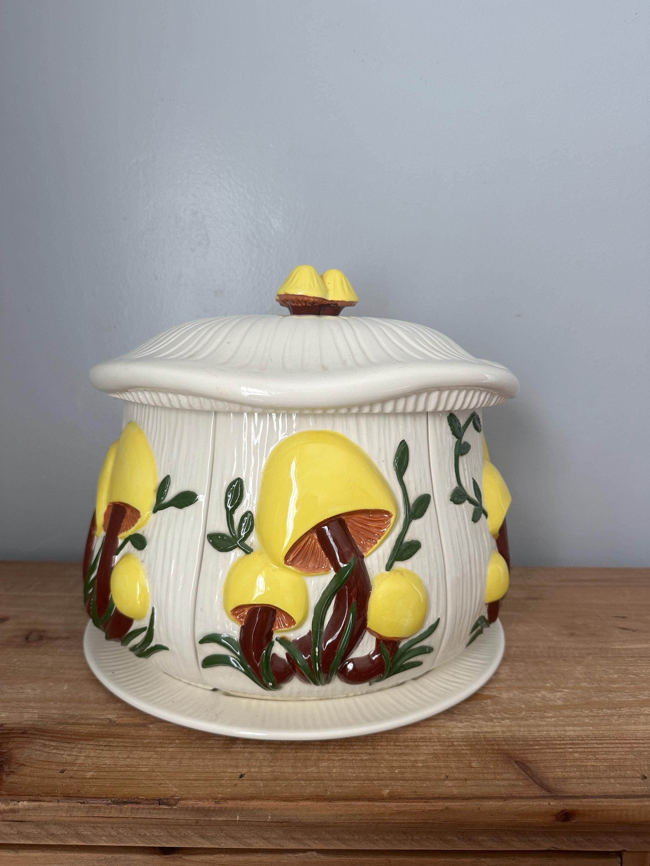 ’70 アメリカンヴィンテージ arnel’s きのこ陶器製 キャニスターセット Vintage Arnel's Divided Canister Set- Mushroom Motif - Etsy