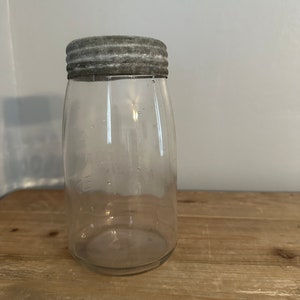 Antique Lockport Mason Verbessertes Quartglas mit Zink und Glasdeckel