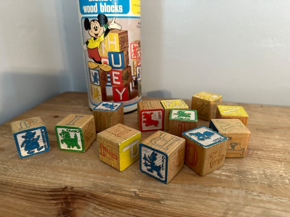 Vintage Playskool Disney wood block set