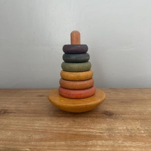 Vintage wooden rainbow stacker baby toy