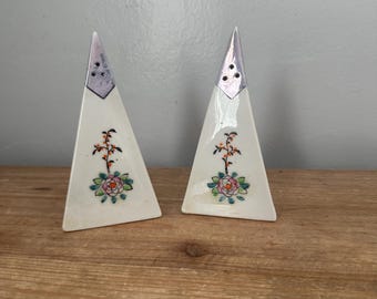 Vintage Luster Keramik Salz- und Pfefferstreuer in Pyramidenform