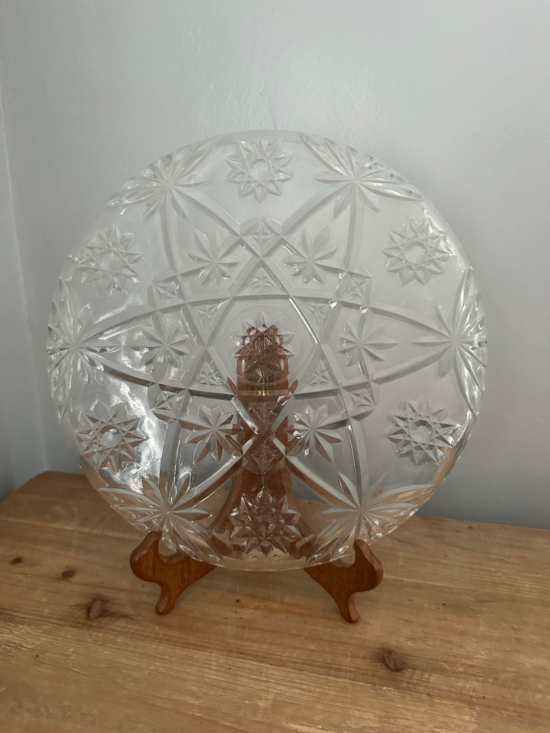 Vintage Cut Glass Platter Etsy