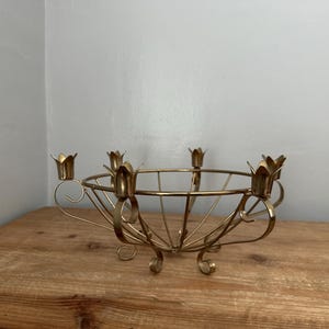 Vintage gold toned candelabra basket