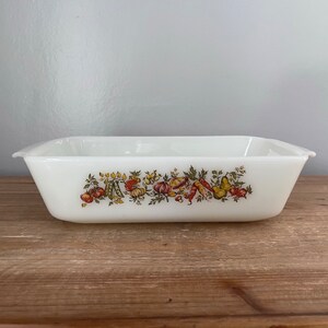 Anchor Hocking Harvest Vegetables milk glass loaf pan