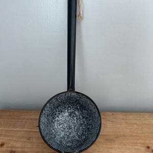 Vintage large graniteware ladle