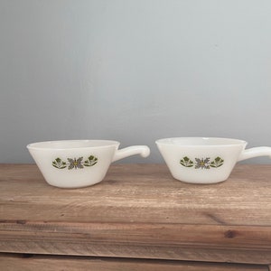 Set of 2 Fire King Meadow Green soup bowls
