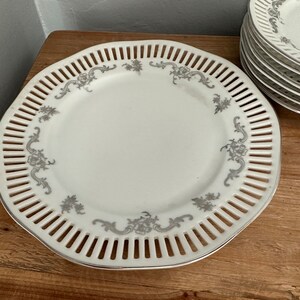 White and Silver vintage Winterling Bavaria pierced lace plates