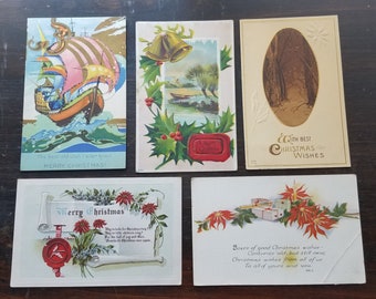 Set of 5 Vintage Christmas Postcards