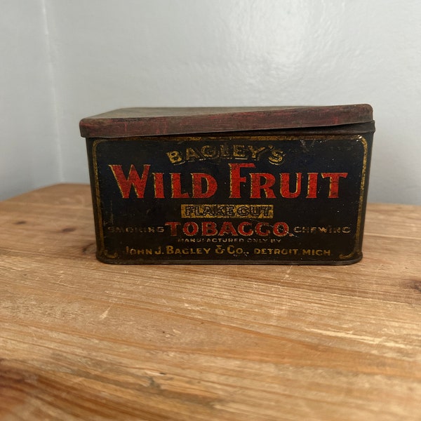 Antique Bagleys Wild Fruit Flakecut Tobacco tin