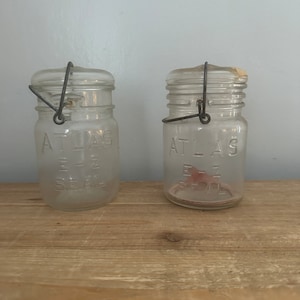 Set of 2 Atlas EZ Seal glass canning jar with glass lid and wire and bail closure