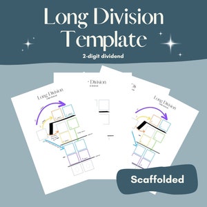 Scaffolded Long Division Templates  (2 by 1 digit)