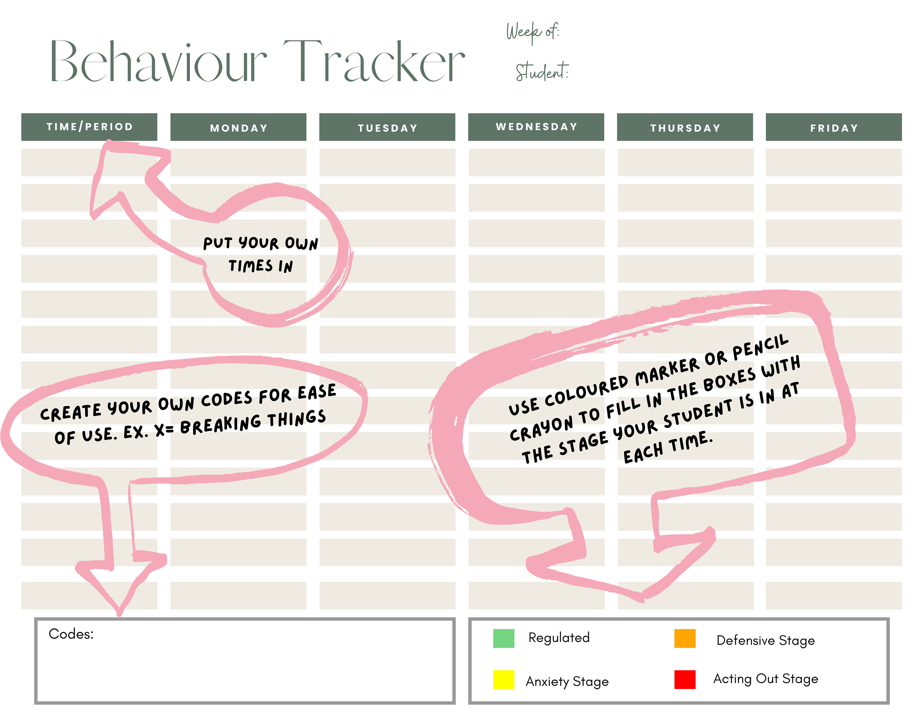 Behavior Log & Tracker for Children *editable* - Etsy