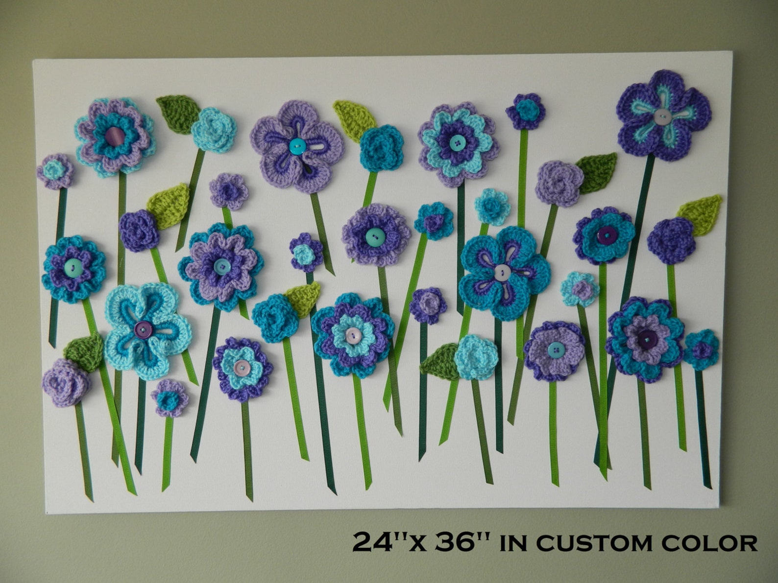 Crochet Flower Wall Hanging Flower Wall Art Yarn Flower Wall Etsy