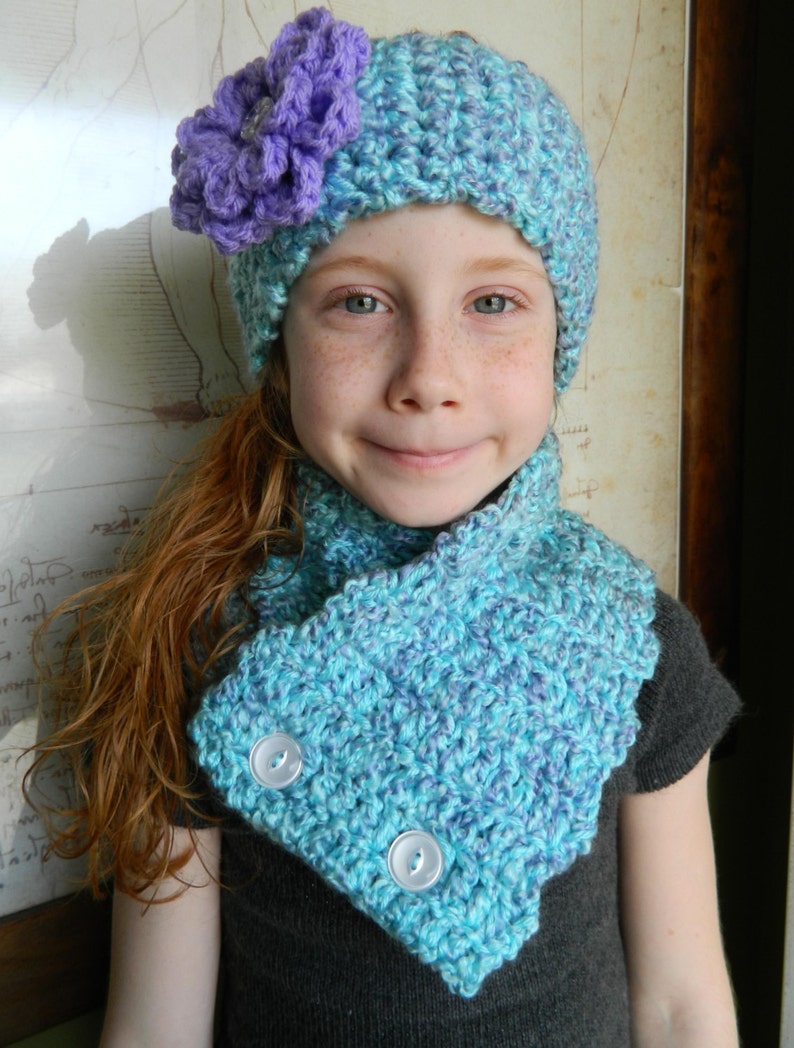 Little Girls Scarf Set Little Girls Crocheted Scarf Little Etsy