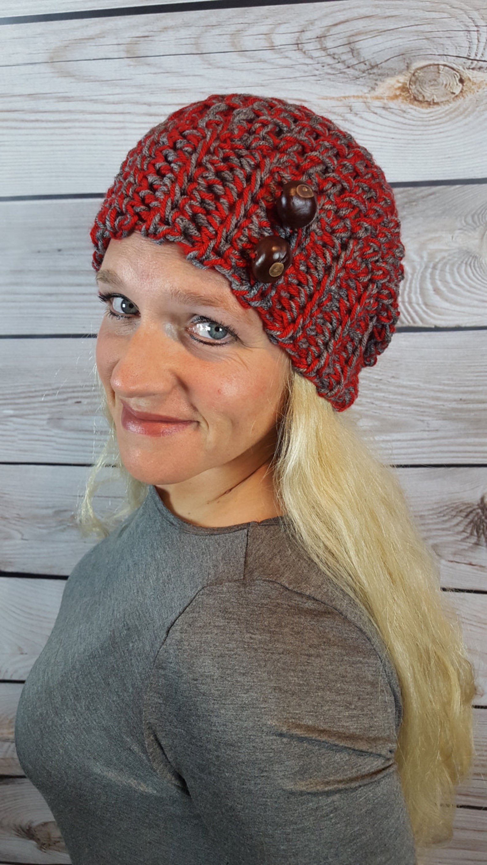Ohio State Hat OSU Winter Hat Red and Gray Hat Ohio | Etsy