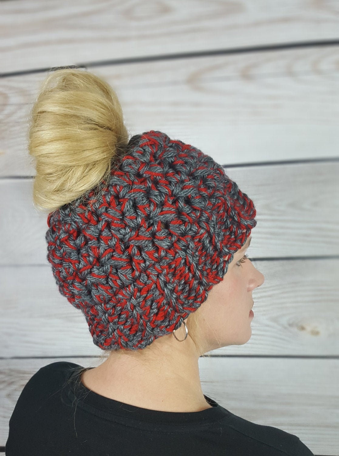 Ohio State Messy Bun Hat OSU Messy Bun 