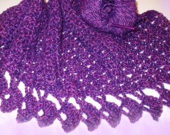 Shawl,baktus, scarf,wrap, shawl, lace,crochet - Soft wool  mohair shawl - Violet -  Lurex