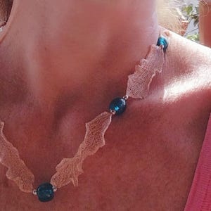 Handmade 925 silver and vintage tourmaline yarn choker necklace