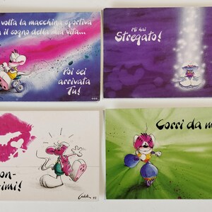 Rarissime cartoline DIDDL  introvabili, Diddl cartoline vintage, cartoline da collezione, set 4 Cartoline  tema   Diddl INNAMORATO, RARITA'