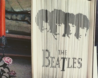 Book Folding, Folded Book, Libro Piegato, Libro Scultura , Fatto a mano, Libro piegato Regalo, THE BEATLES, shadow