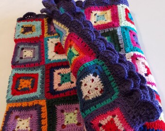 Crochet crib blanket, cot blanket, granny square, crochet, wool blanket.