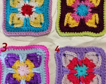 Granny square crochet, granny tiles, butterfly crochet tile