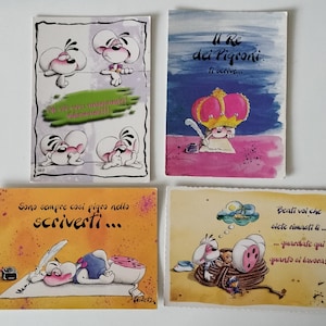 Postales DIDDL muy raras, inalcanzables, postales vintage Diddl, postales coleccionables, juego de 4 postales temáticas Diddl Lazy, RAREZA