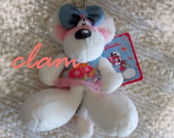 Vintage Diddl keychain plush Diddlina with spring dress, collectible rarity