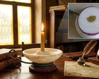 Candeliere vintage in alabastro, lavorato a mano made in Italy