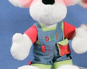 Very rare vintage Diddl plush with spring dungarees, collectible rarity