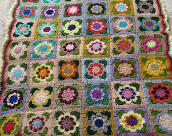 Crochet crib blanket,mandala blanket, granny square, crochet, wool blanket.