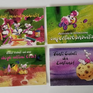 Rarissime cartoline DIDDL  introvabili, Diddl cartoline vintage, cartoline da collezione, set 4 Cartoline  Diddl tema SALUTI, RARITA'