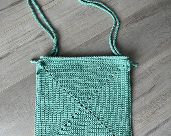 Bolso de ganchillo cuadrado verde Grandma