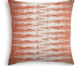 Ikat pattern pillow cover in shades of persimmon orange and cream - Boho pattern pillow cover - Trendy cushion cover  -