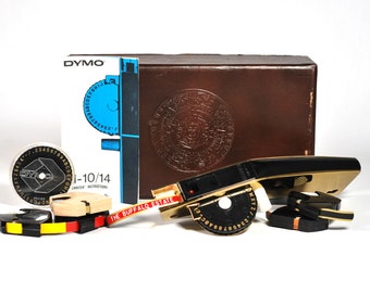 Gold Chrome Label Maker | DYMO M-10 Tapewriter kit with instructions and extra tape