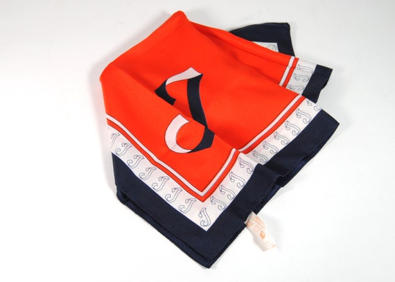 Vintage Red and Blue Monogrammed "J" Handkerchief… - image 6