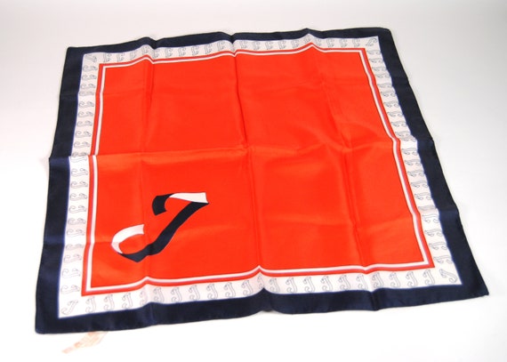 Vintage Red and Blue Monogrammed "J" Handkerchief… - image 5