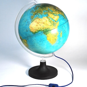 Rand McNally Physical/Political - Globe, Illuminated World | Bookshelf lamp - Italian made - 1982