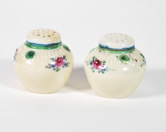 Salt and Pepper Muffineer Shaker Set | Antique Porcelain China- Hand-painted