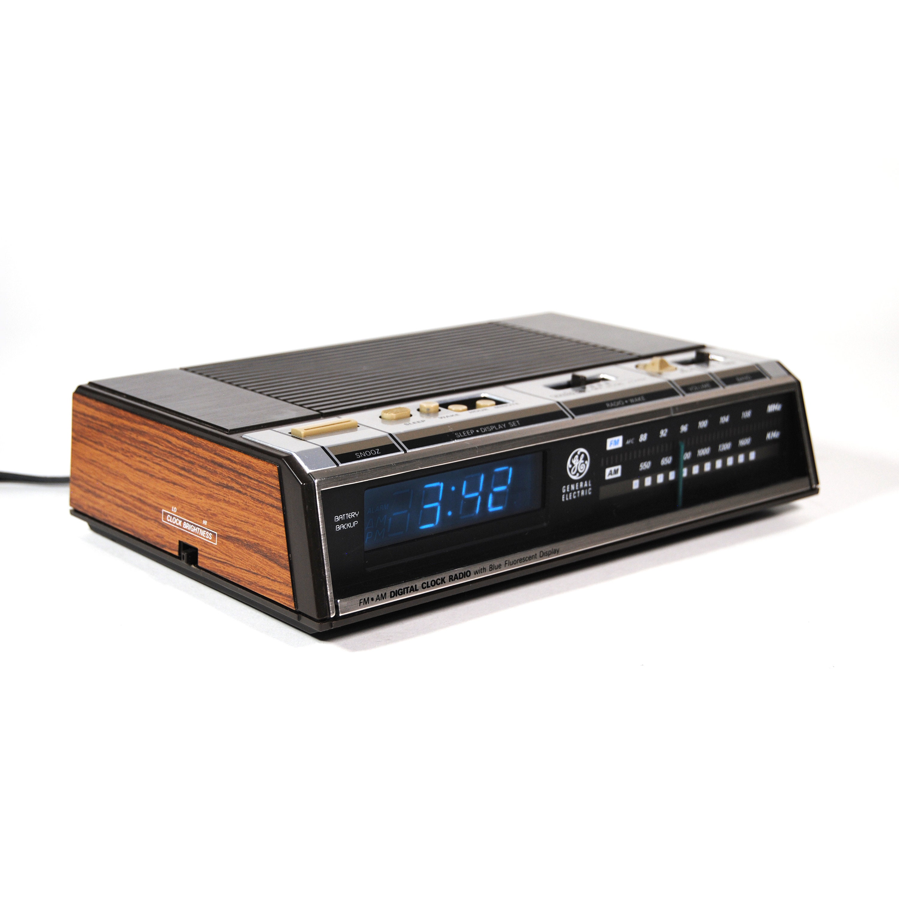 Vintage | GE Alarm Clock Radio - Blue VFD Dimmable Display Model