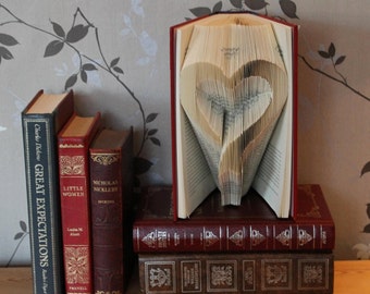 Book Folding Bow Heart Pattern & Instructions